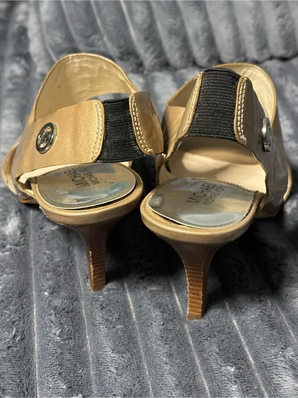 Michael Kors gold Patent heeled Slingback Sandals - Image 4