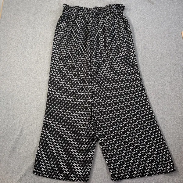 MAX STUDIO Women's Small Black White Pink Patterned Wide Leg Pants Pockets - Image 8