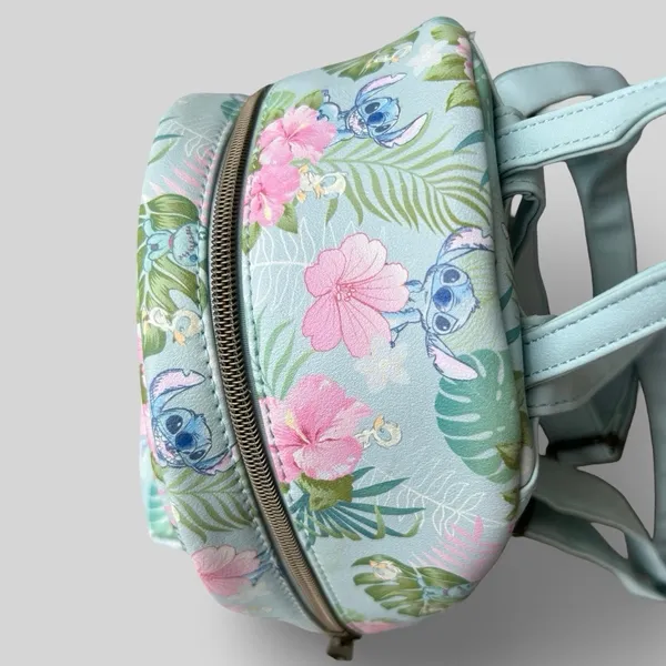 Loungefly Disney Lilo & Stitch Tropical Floral Mini Backpack Pastel Blue Vegan - Image 4