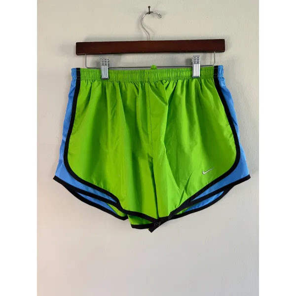 Nike Dri-FIT Tempo Running Shorts Lime Green Blue Women Large 211646-328 - Image 13