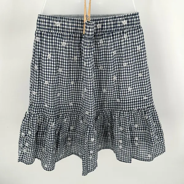 MADEWELL Embroidered Tiered Pull-on Mini Skirt Gingham Check Women’s S - Image 3