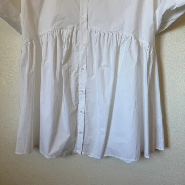 Madewell White Cotton Poplin Button Front Mini Shirtdress NS126 Womens Medium - Image 6