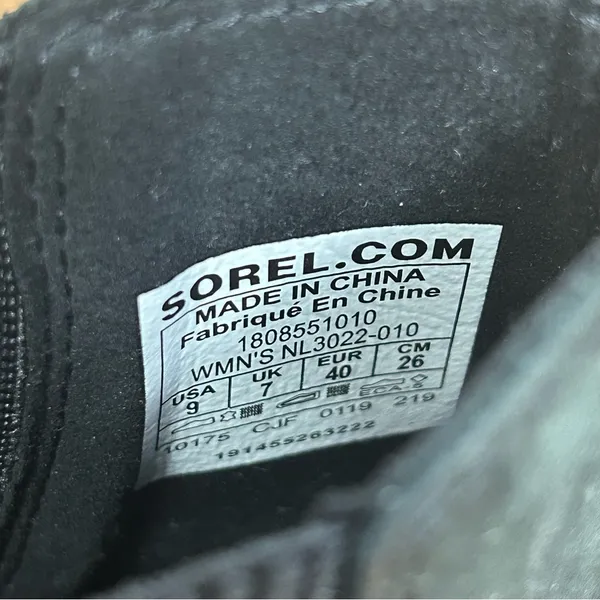 SOREL Joan Of Arctic III Chelsea Wedge Slip On Black Leather Boots Size 9 - Image 5