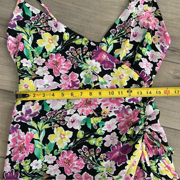 Free People En Elly Floral Black Multi Color Sleeveless V Neck Mini Dress NWT L - Image 7