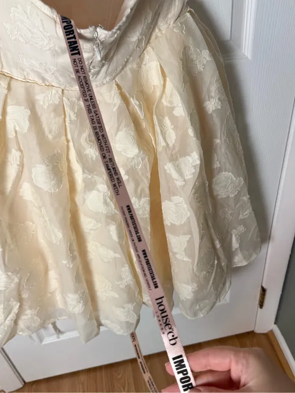 House of CB Saige Vintage Cream Floral Strapless Mini Dress L - Image 6