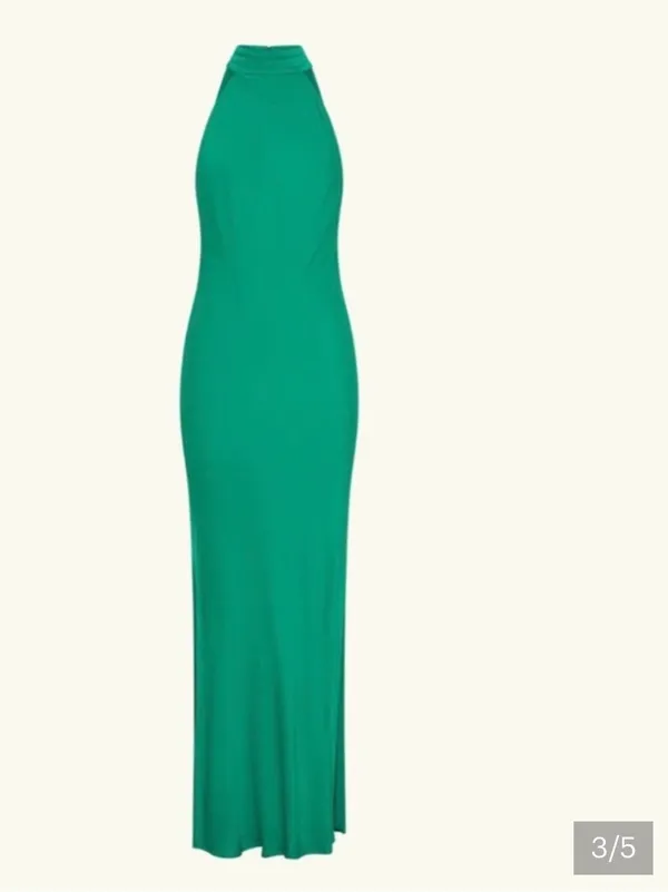Meshki Claire Satin Drape Back Maxi Dress Green $120 formal party fall evening - Image 3