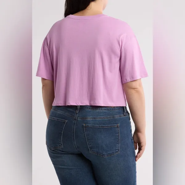 Abound Boxy Cotton Crop T-Shirt Oversized Pink/Lavender Women's Top - Image 4
