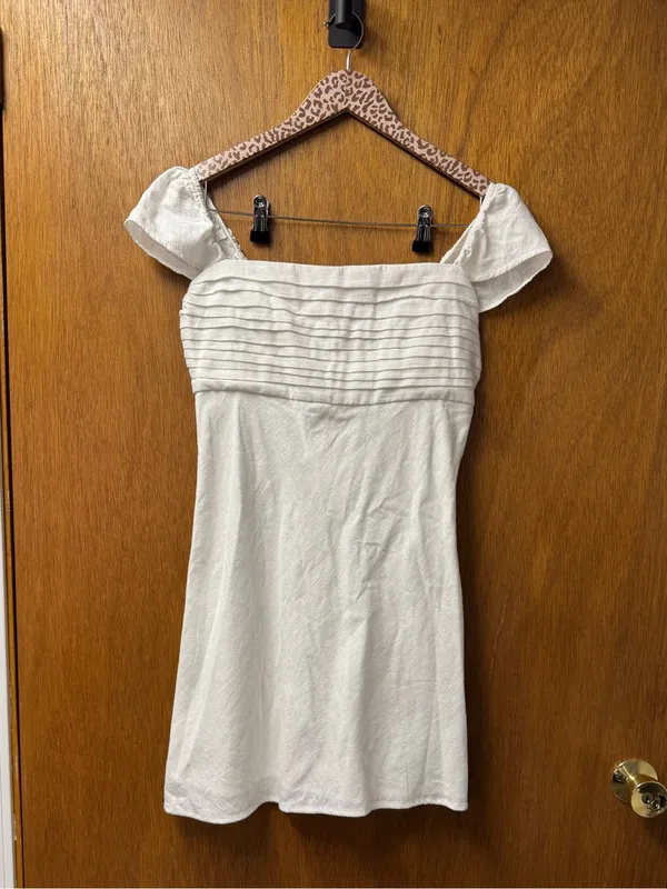 Abercrombie & Fitch A&F Emerson Cap Sleeve Mini Dress Linen White Medium NEW - Image 16