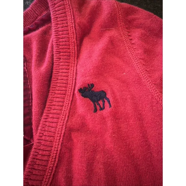 Abercrombie And‎ Fitch Womens Red Sweater Sz L V-neck Y2K Vibes Slim - Image 2