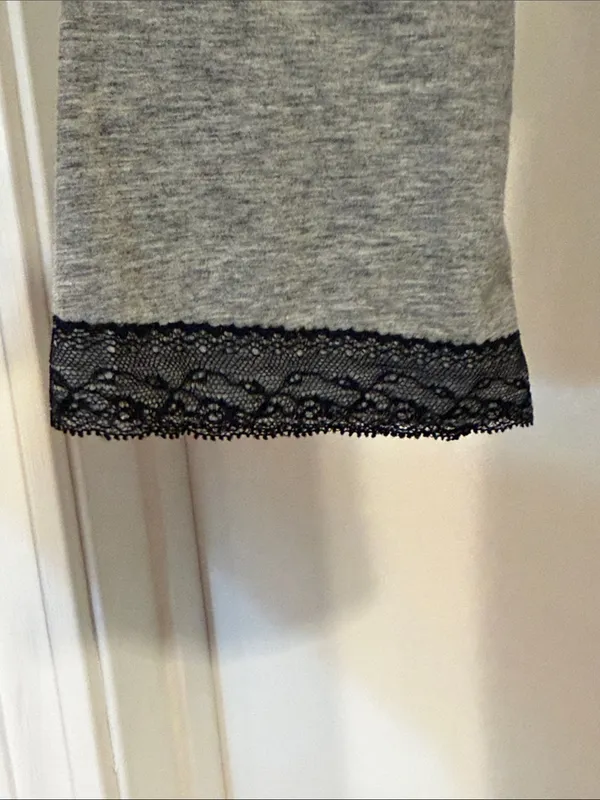 Carole Hochman Grey Robe with Black Lace Trim - Image 3