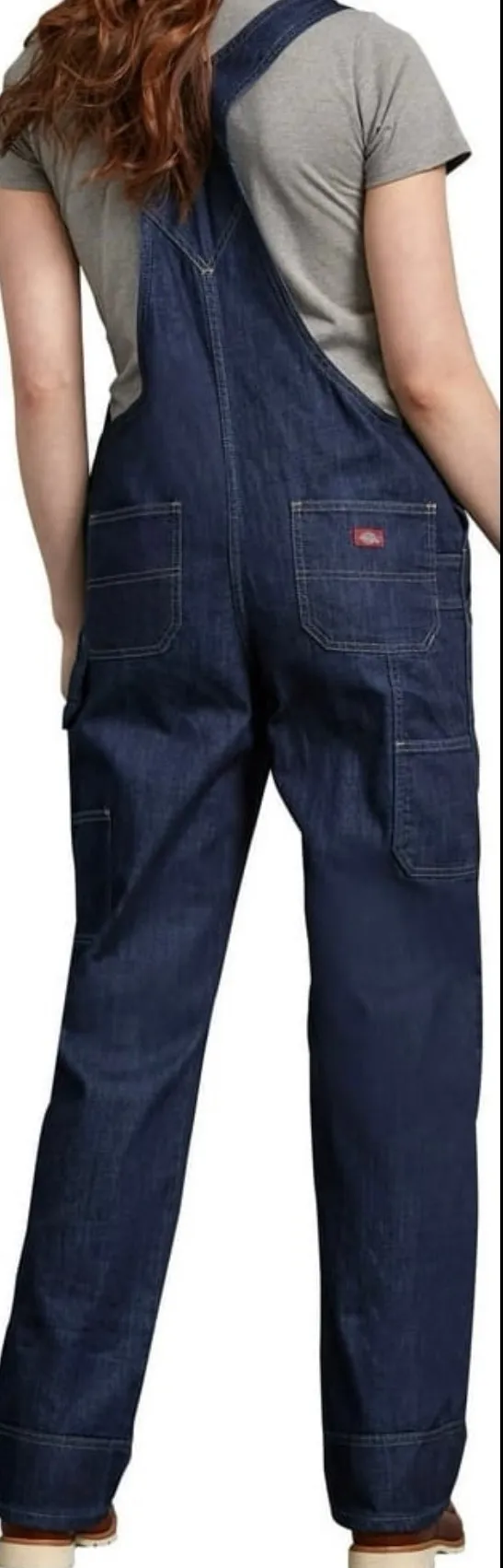 Dickies dark-wash loose straight- baggy leg fit denim carpenter bib overalls,XS - Image 6