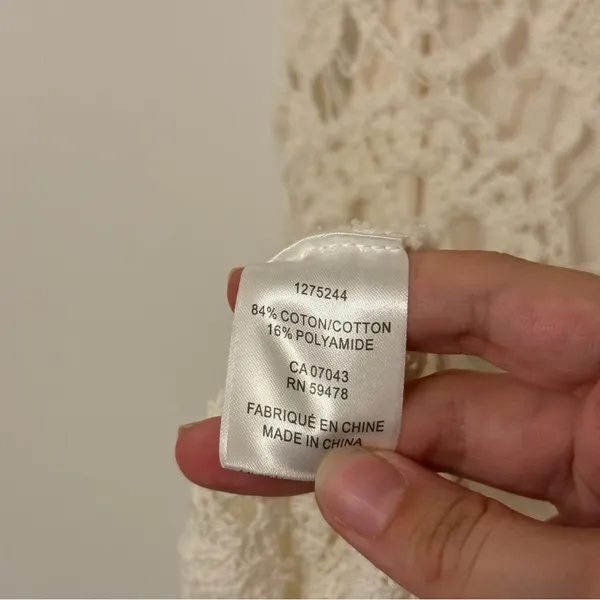 NEW REVOLVE House of Harlow 1960 Crochet Dress Size Large Knit Long Ivory beige - Image 7