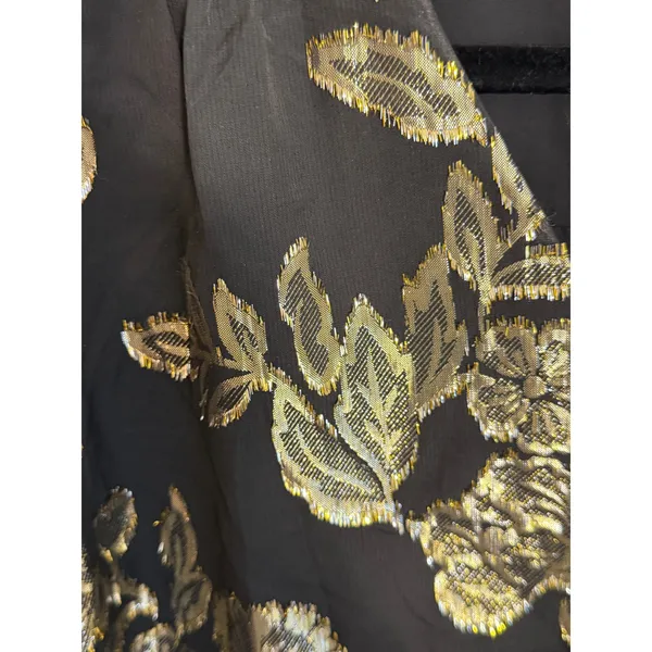 Ann Taylor Black & Gold Vneck top size medium - Image 3