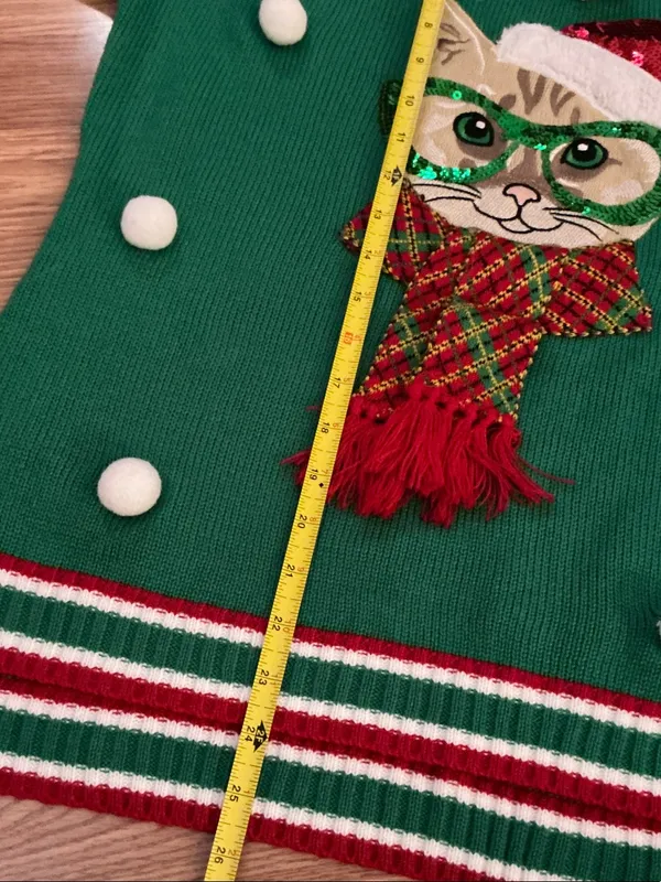Ugly Christmas Cat Sweater Size Large - Image 5