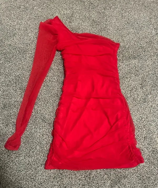 Lucy in the Sky Red Mini Dress One-Shoulder - Image 2