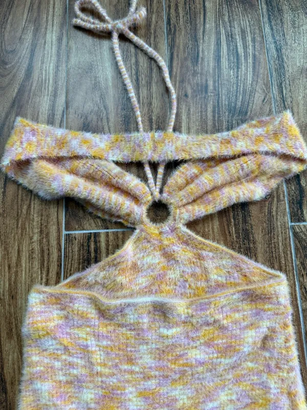 Princess Polly Novah Knit Halter Mini Dress Orange Pink Size Large - Image 10