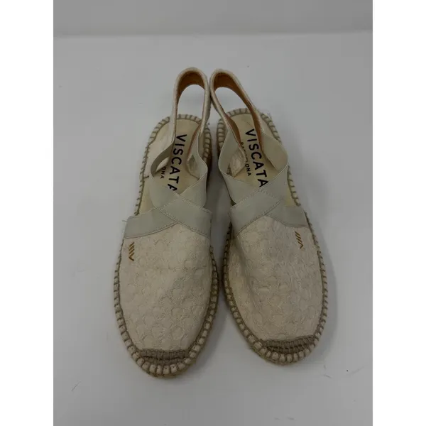 Viscata Sagaro Lace Espadrille Slingback Flat Cream Womens 37 - Image 3