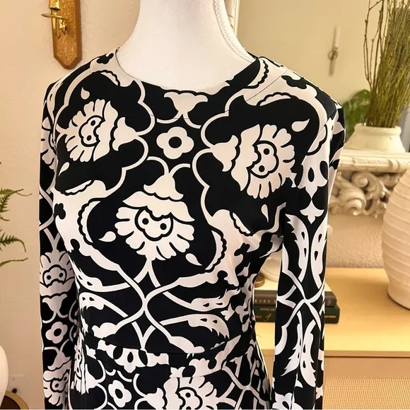 TORY BURCH‎ Printed Black White Silk Dress Women Size Small - Image 3