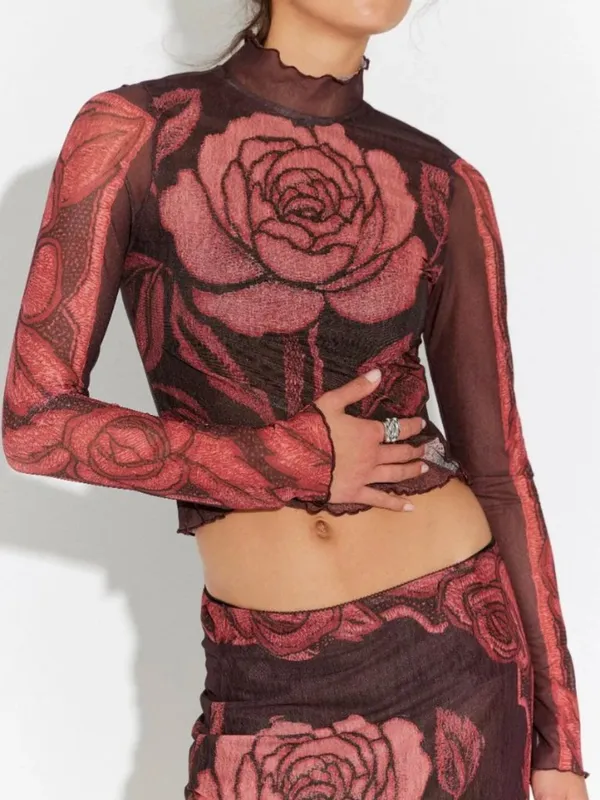 FREE PEOPLE NWT The Shadow Printed Midi Skirt Set / Red Combo - S - Image 3