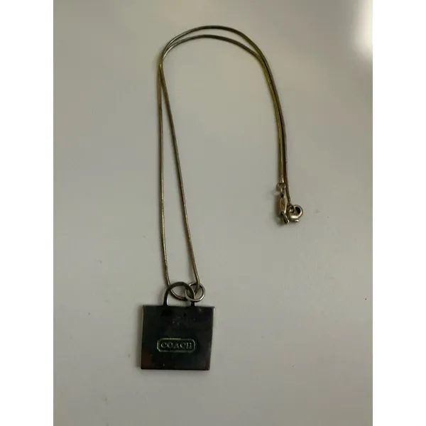 VTG Coach Sterling Silver Snake Chain Shopping Bag Pendant Necklace 18" 925 Y2K‎ - Image 6