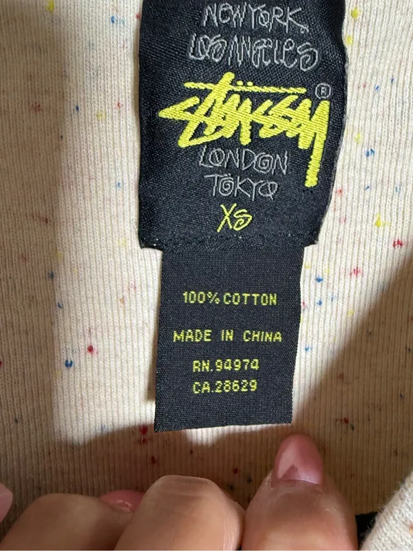 Stussy Cream Flecked Fleece Short Sleeve Sweatshirt Dress XS - Image 3