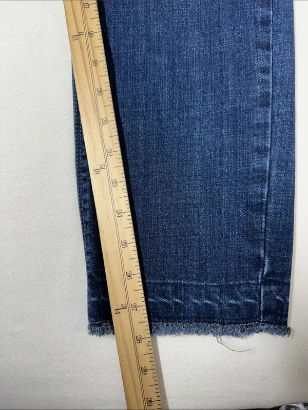 Women's Straight Leg Distressed Jeans in Dark Blue - Image 7