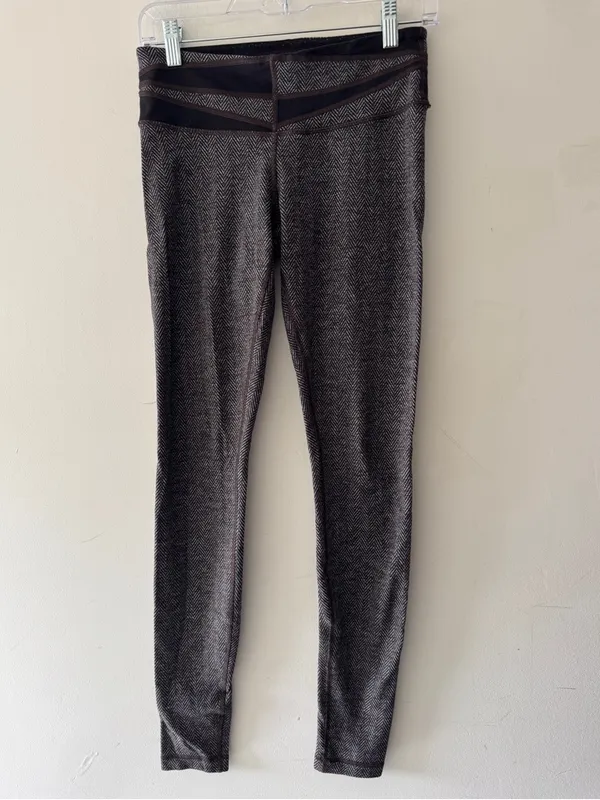 Lululemon Wunder Under Leggings Giant Herringbone Heathered Black SZ‎ 6 - Image 2
