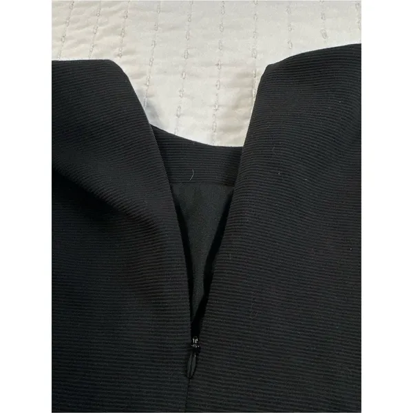 Ann Taylor Black Cap Sleeve Peplum-Style Top with Gold Button Tabs Detail Size M - Image 11