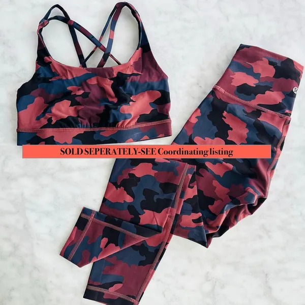 Lululemon Energy Bra Size 4 Heritage 365 Camo Smoky Red Night Sea Multi #W2BHES - Image 5