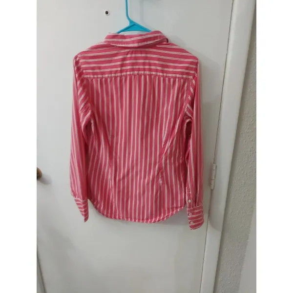 Tommy Hilfiger Red/White Striped Button Down Shirt M Classic Preppy Cherrygirl - Image 4