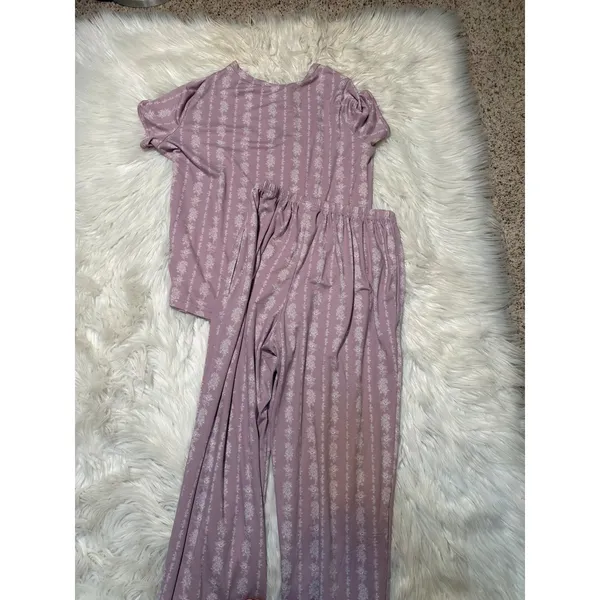 Berkshire Homewear Women's Size Small Silky Smooth Henley Pajama Set Lilac Rose - Image 7