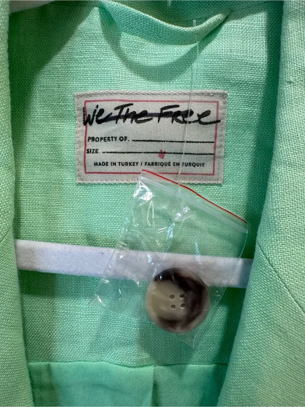 Free People NWOT 100% Linen Vest Green Light Lime Bright‎ Young Things Size M - Image 7