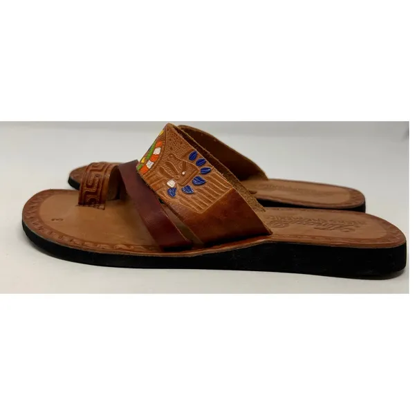Amay Pe Women's Handmade Mexican Huarache‎ Colorful Embroidery Sandals Size 3 - Image 3