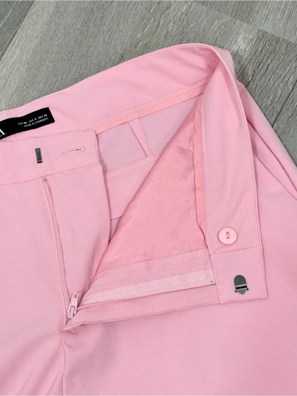 Zara Mid Rise Crop Ankle Trouser Dress Pants Pink Size 6 Office Career Chino - Image 7