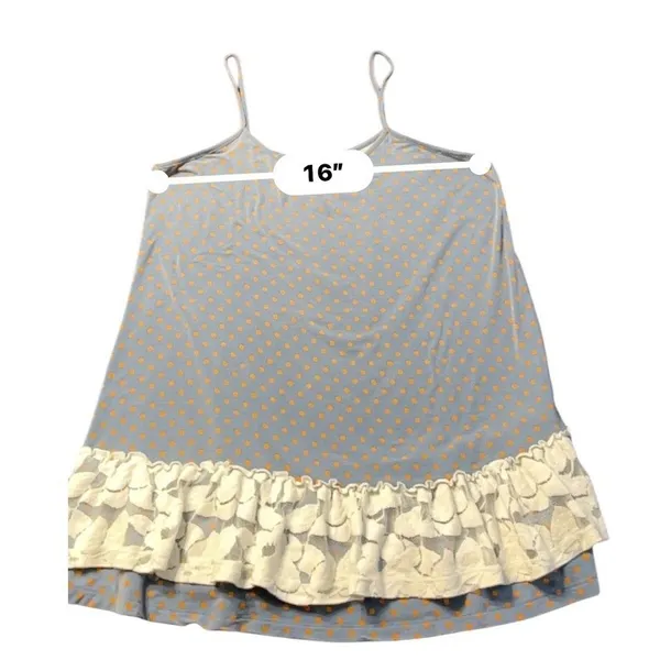 Matilda Jane Polka Dot Lace‎ Ruffle Hem Camisole Top Blue Orange Women L 24522T - Image 5