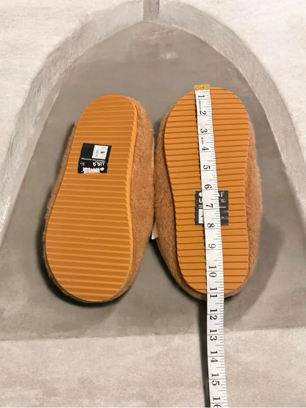 Women's Plush Tan Fleece-Lined Slip-On Slippers - Image 3