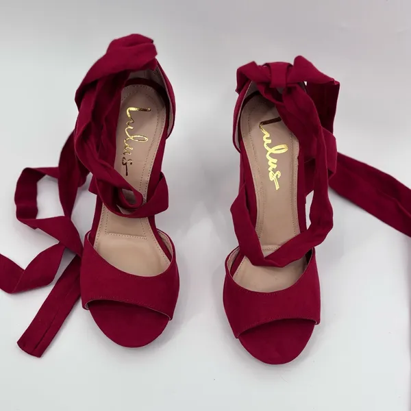 Lulu's Bold Red Strappy Heels - Image 2