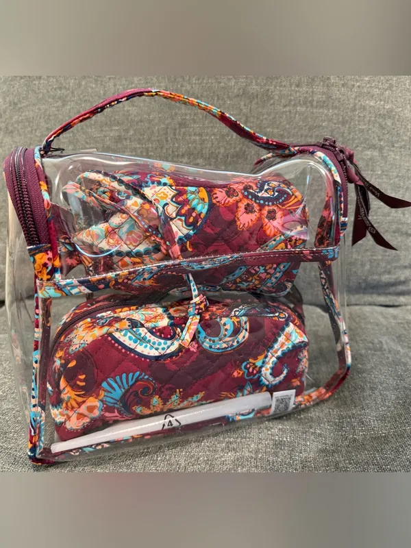 Vera Bradley Plum Floral Clear Travel Cosmetic Bag Set - Image 3