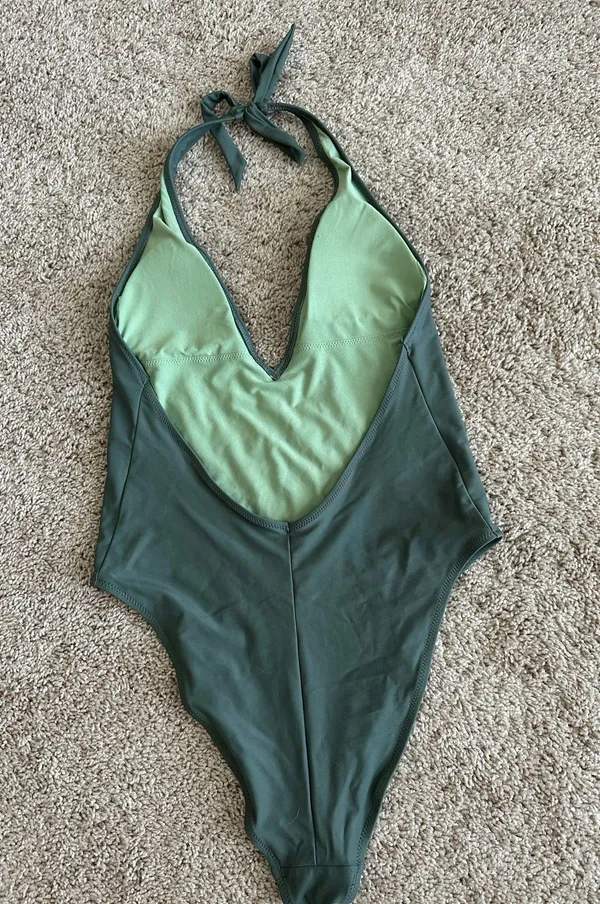 Aerie Green Halter One Piece Swimsuit - Image 2