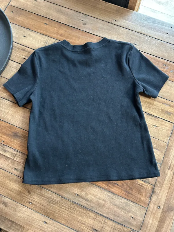 Perfect White Tee Katz Black Ribbed Cotton T Shirt L - Image 8