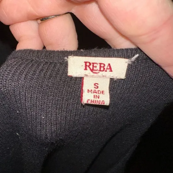 Reba black keyhole bejeweled basic minimalist S sweater - Image 3