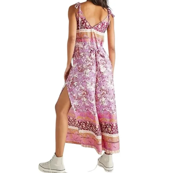 Free People Leona Floral Printed Jumpsuit Lilac Size Medium Boho Beachy Festival - Image 2