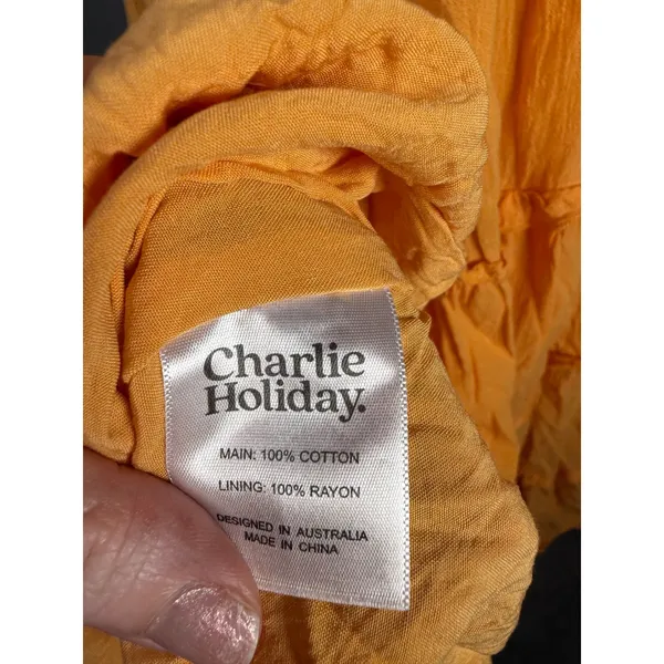 Charlie‎ Holiday Orange Senorita Tiered Cotton Maxi Dress NWT Size 4 Boho - Image 8