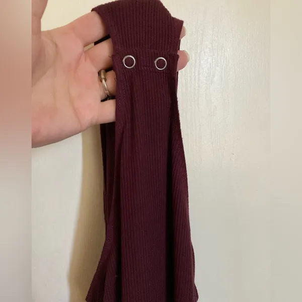 Soft & Sexy American Eagle Maroon Ribbed Bodysuit w/ Lace Up Back #MBG - Image 9