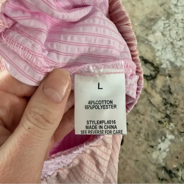 Pink Lily Boxer Shorts L two toned Stripe Lounge Pajama Shorts Elastic Waist - Image 6