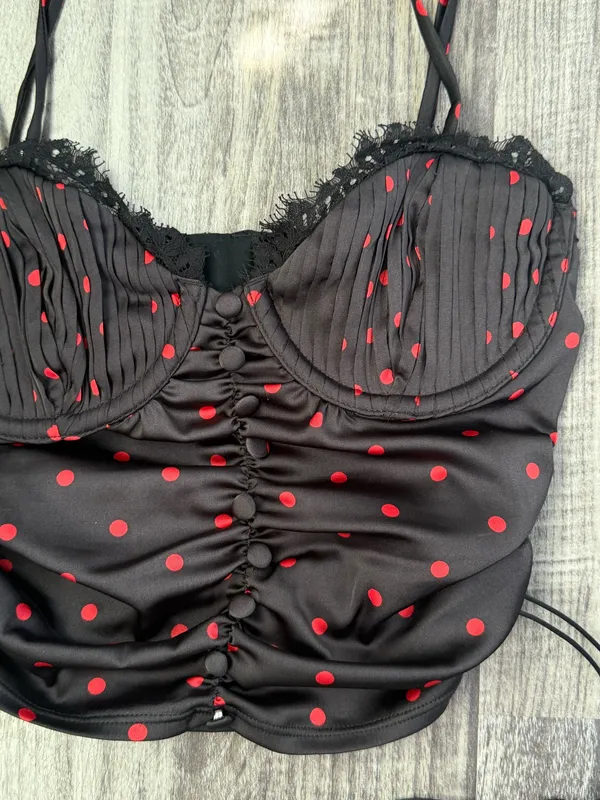 for love & lemons red and black polka dot corset - Image 2