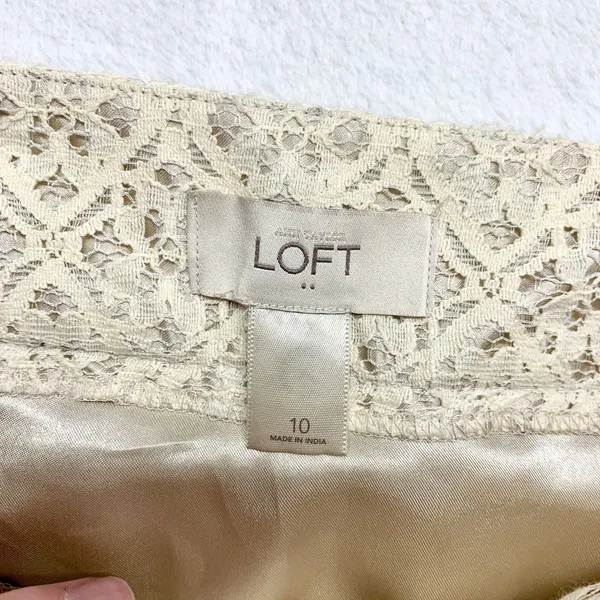 LOFT Floral Lace Mini Skirt Womens Size 10 Cream Ivory Boho Cotton‎ Blend A-Line - Image 4