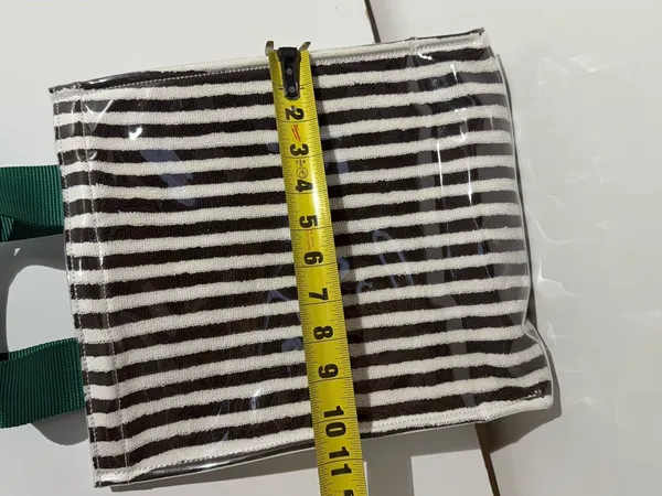 NWOT Anthropologie Coated Terry North South Small Tote Black, White & Green - Image 7