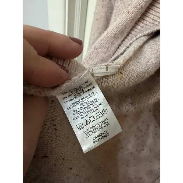 Loft Pink Confetti‎ Fleck Open Front Cardigan Sweater Large 526349 Cotton Blend - Image 5