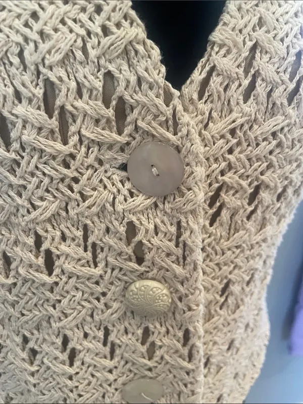 Beige crocheted ladies vest with a boho festival vibe - Image 2